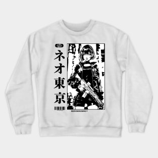 Vaporwave Cyberpunk Japanese Manga Girl Crewneck Sweatshirt